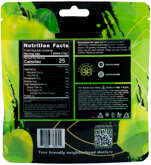 Delta-9 THC Gummies - 125mg ~ Green Apple - Image 2